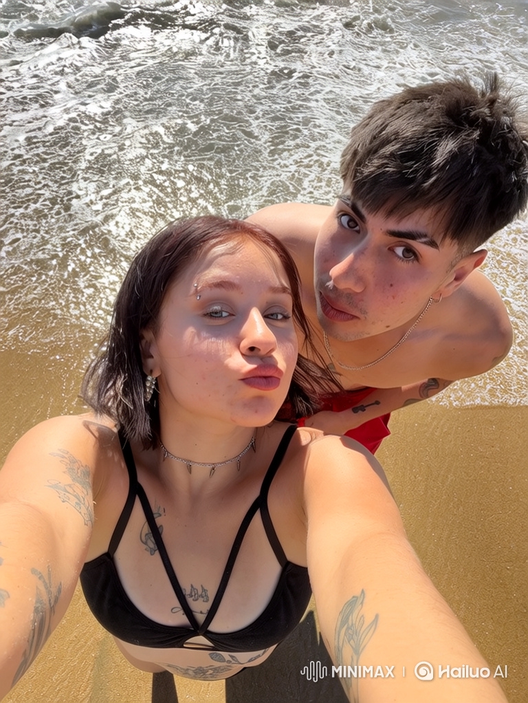 Family Portrait: Couple and Child on Sunny Beach