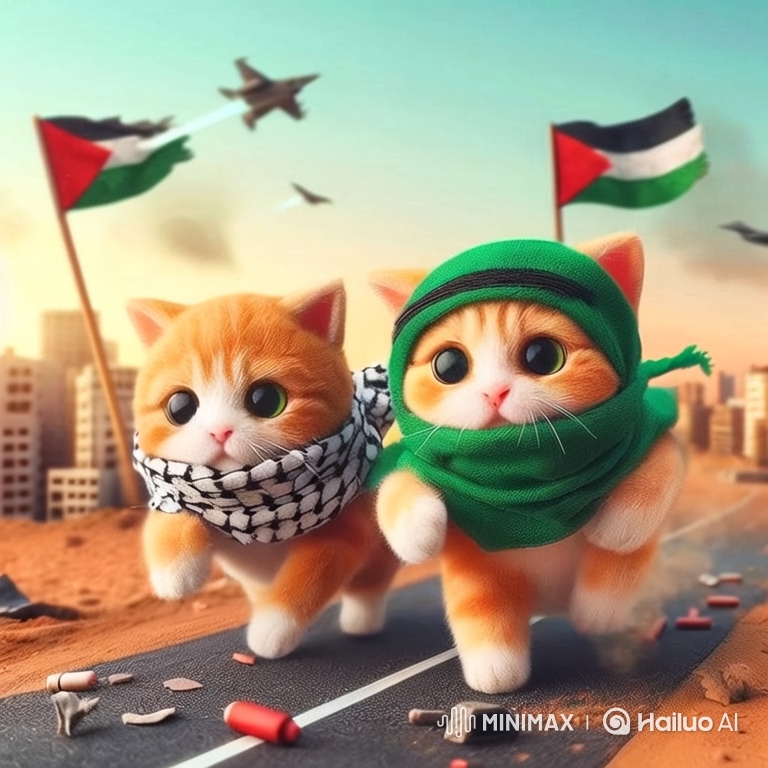 Cinematic Kittens Run Through Cityscape at Sunset