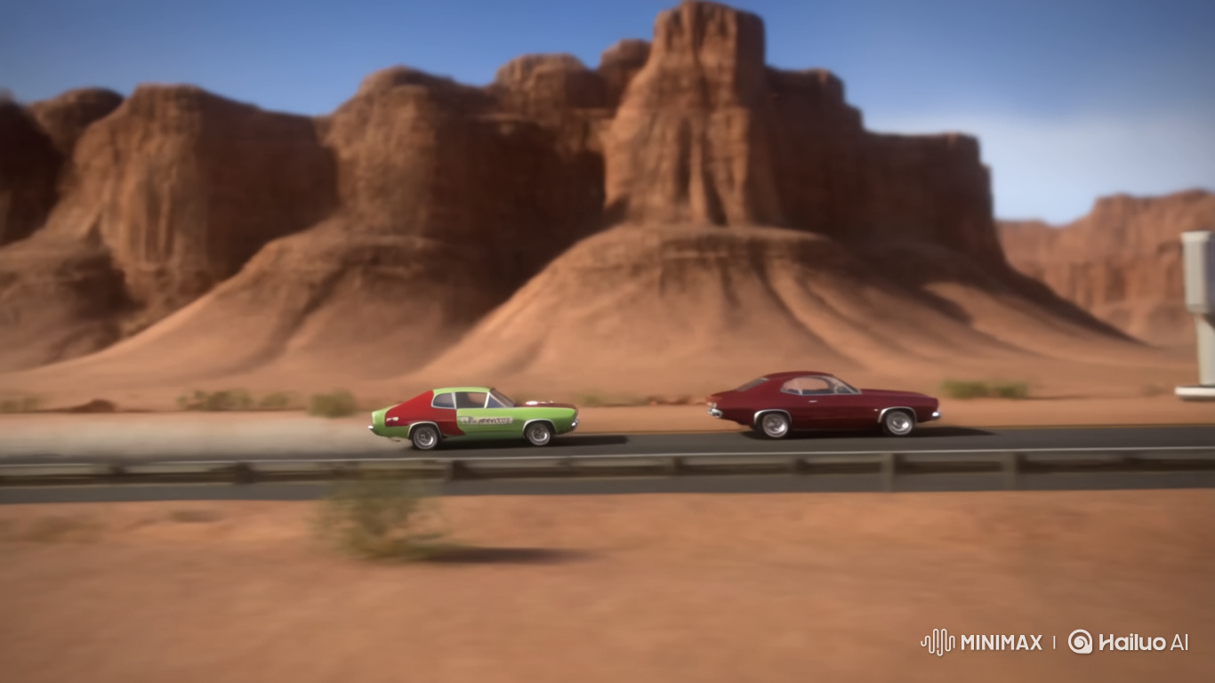 Miniature 1970s Muscle Cars Chase Through Diarama Worlds