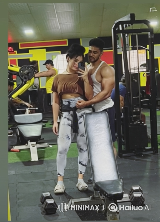 Couple and Child Share Loving Moment in Gym
