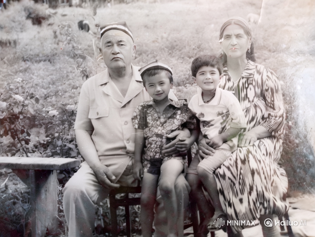 Vintage Family Portrait Comes Alive with a Mother's Tender Kiss