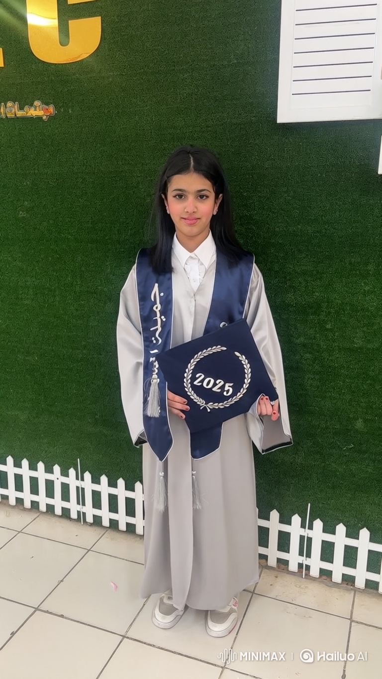 Young Girl in Graduation Gown Smokes Cigarette