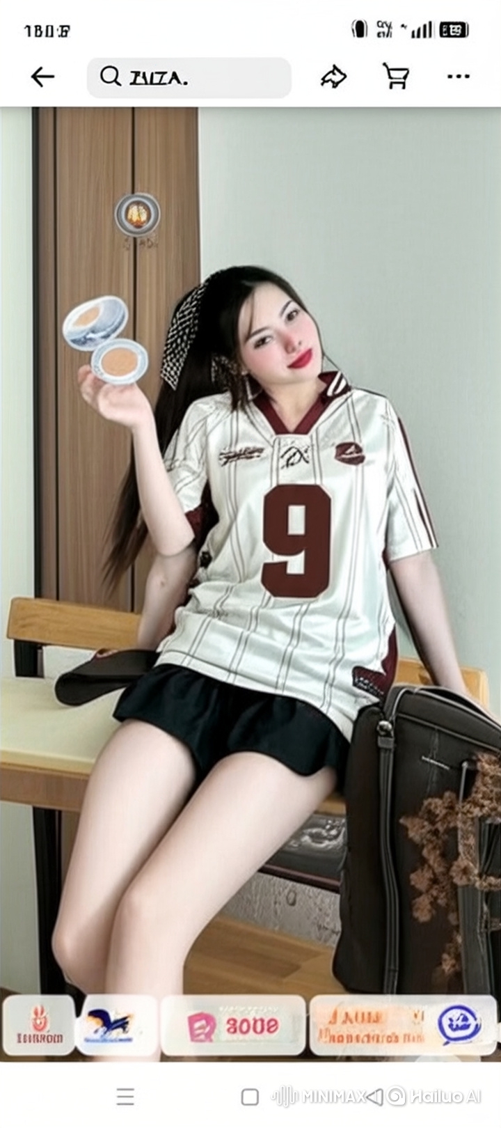 Young Woman Presents Makeup in Bright Room