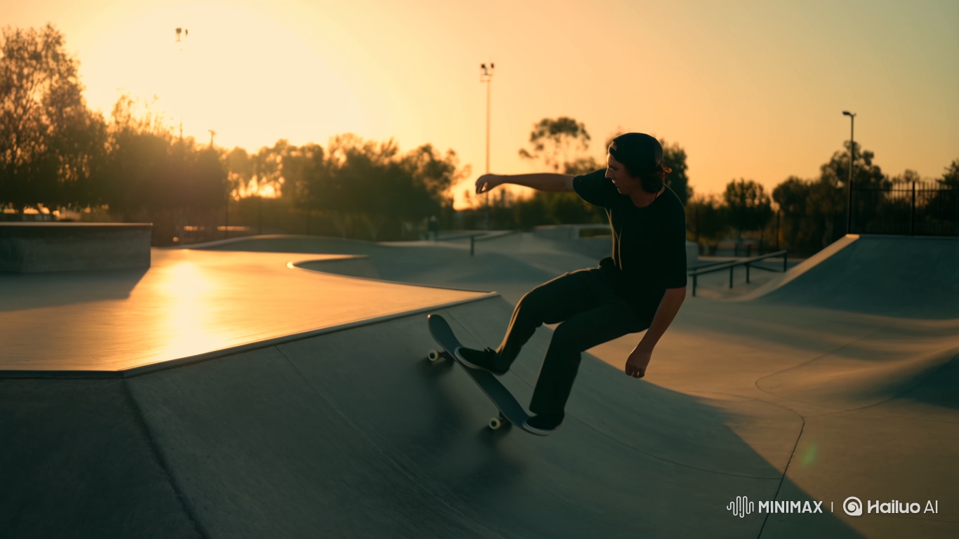 Skateboarder's Golden Hour Aerial in California