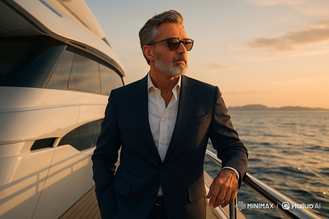 Luxury Yacht: A Cinematic Journey with a Distinguished Man