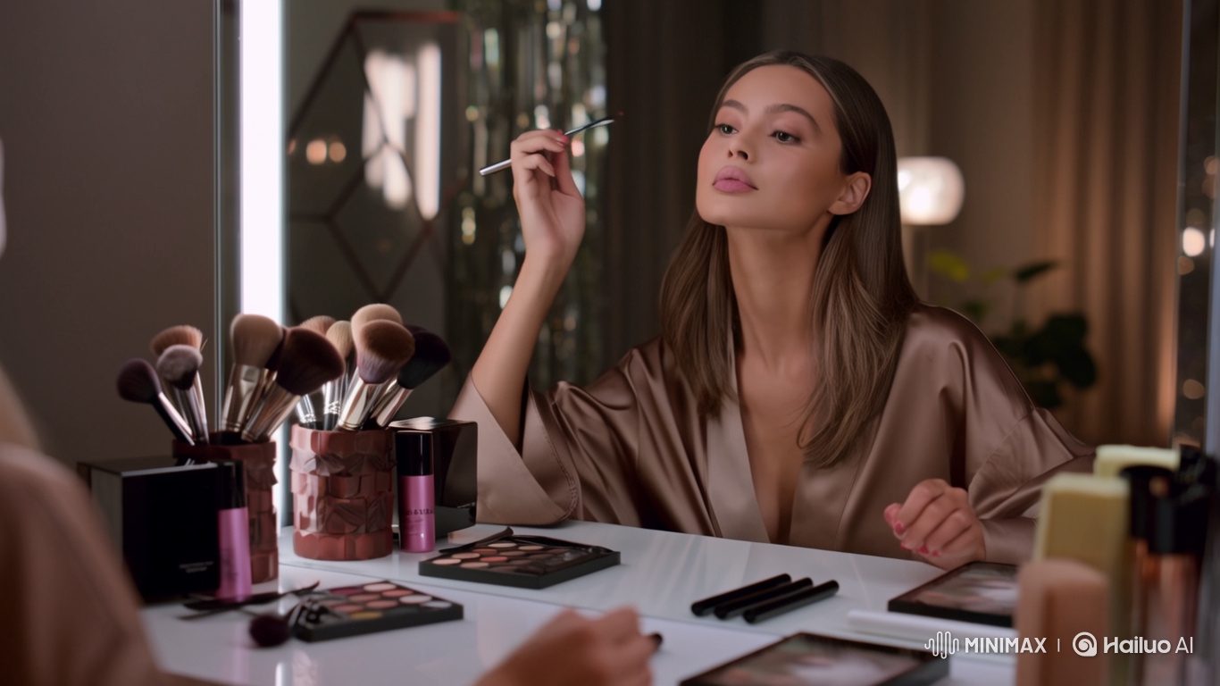 Expert Makeup Application by a Beautiful Young Woman