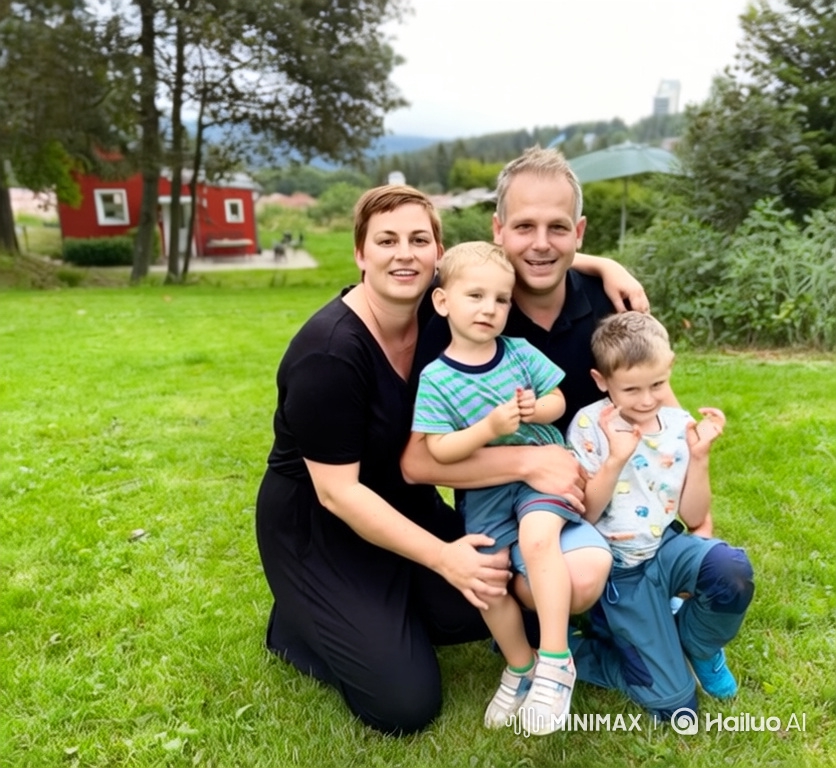 Family Portrait on a Lush Lawn