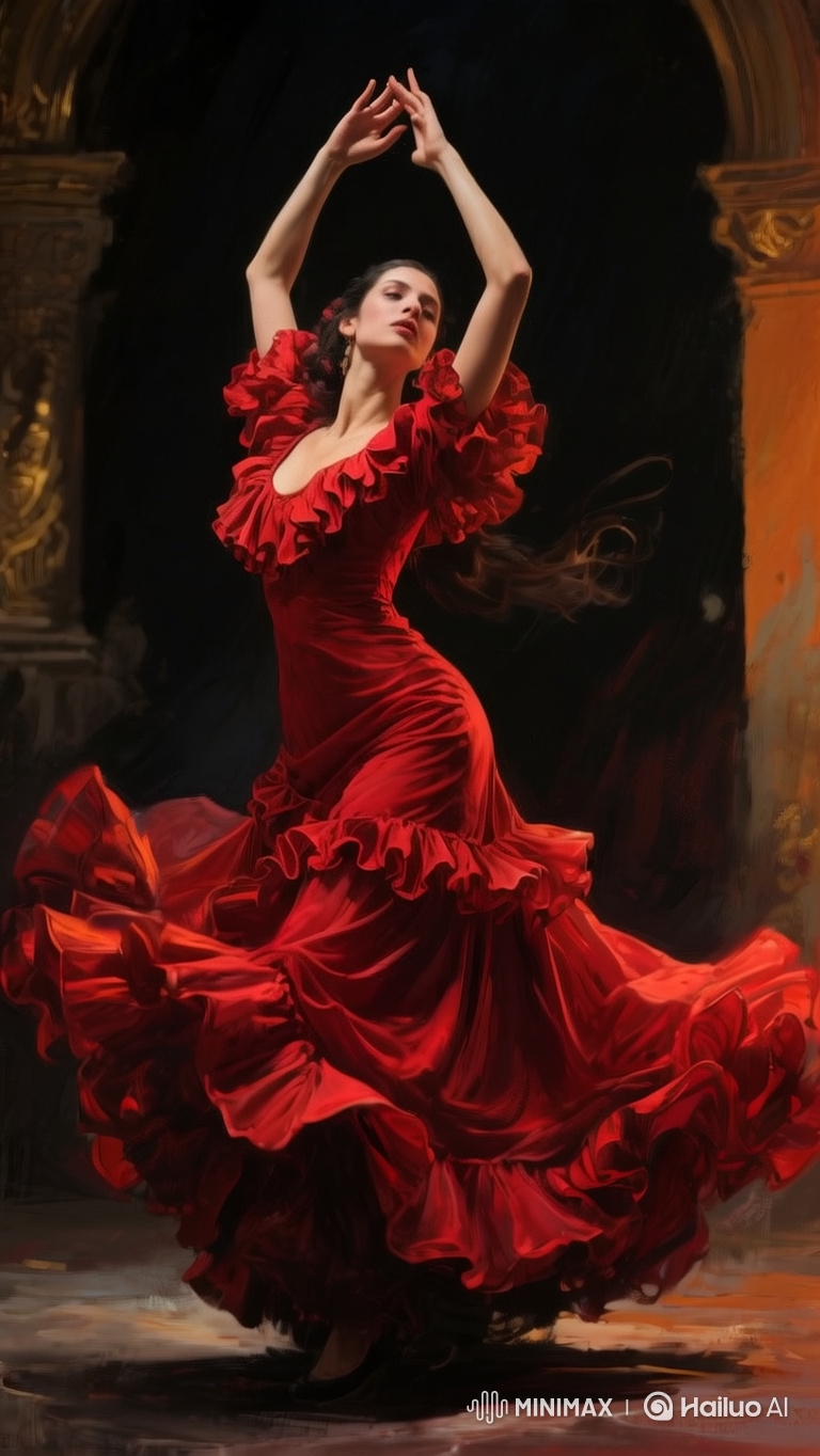 Woman in Red Dress Performs Graceful Dance