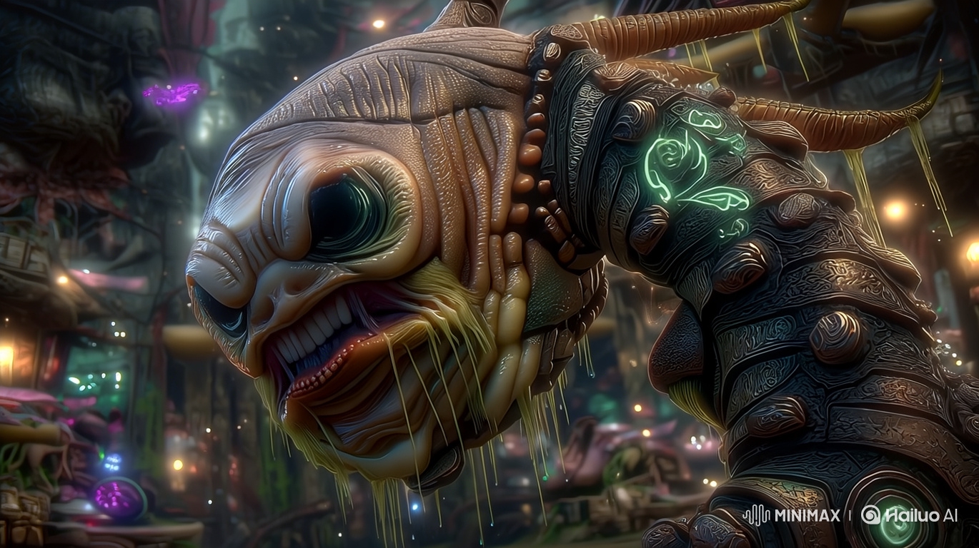 Close-up of Grotesque Alien Overlord's Menacing Gaze