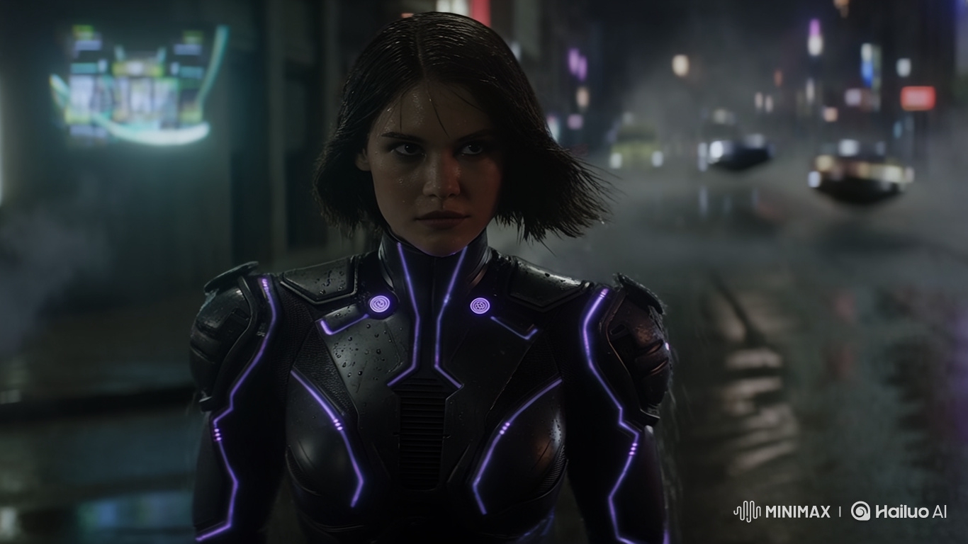 Cyberpunk Alley: Female Protagonist in Exo-Suit