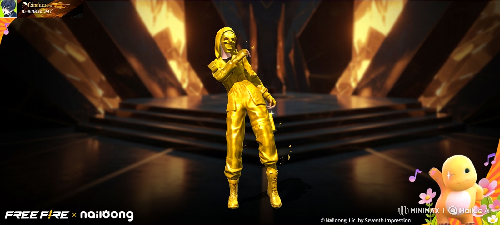 Futuristic Dancer in Metallic Gold Jumpsuit Performs Rhythmic Hip Dance
