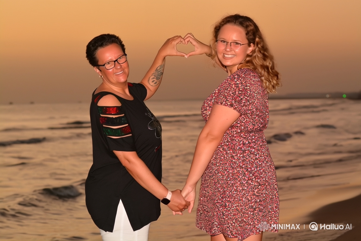 Couple's Joyful Dance on Sunset Beach
