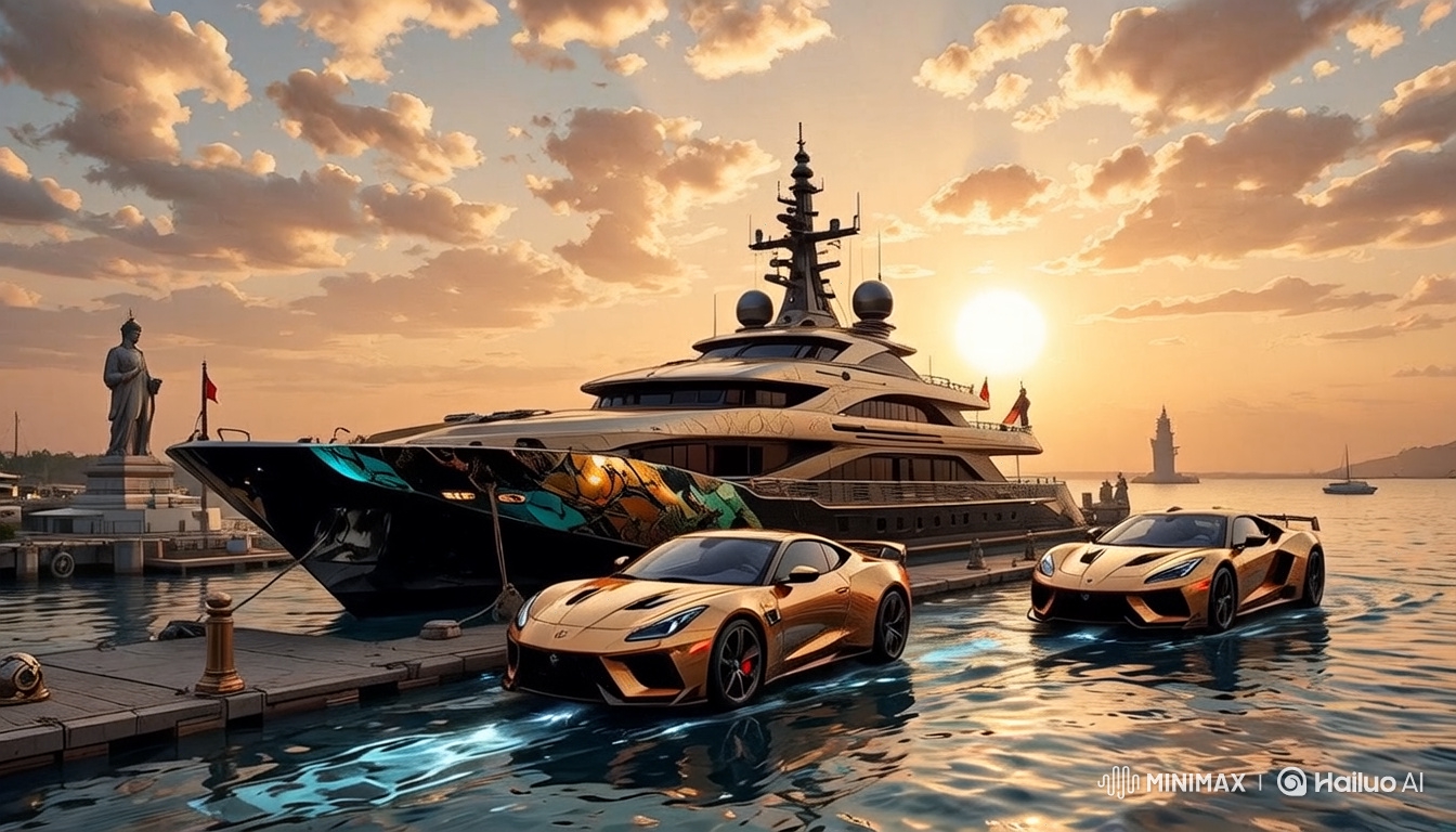 Golden Hour Transformation: Supercars Morph into Aquatic Craft