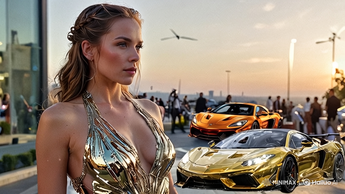 Luxury Fashion Event with Glamorous Models and Supercars