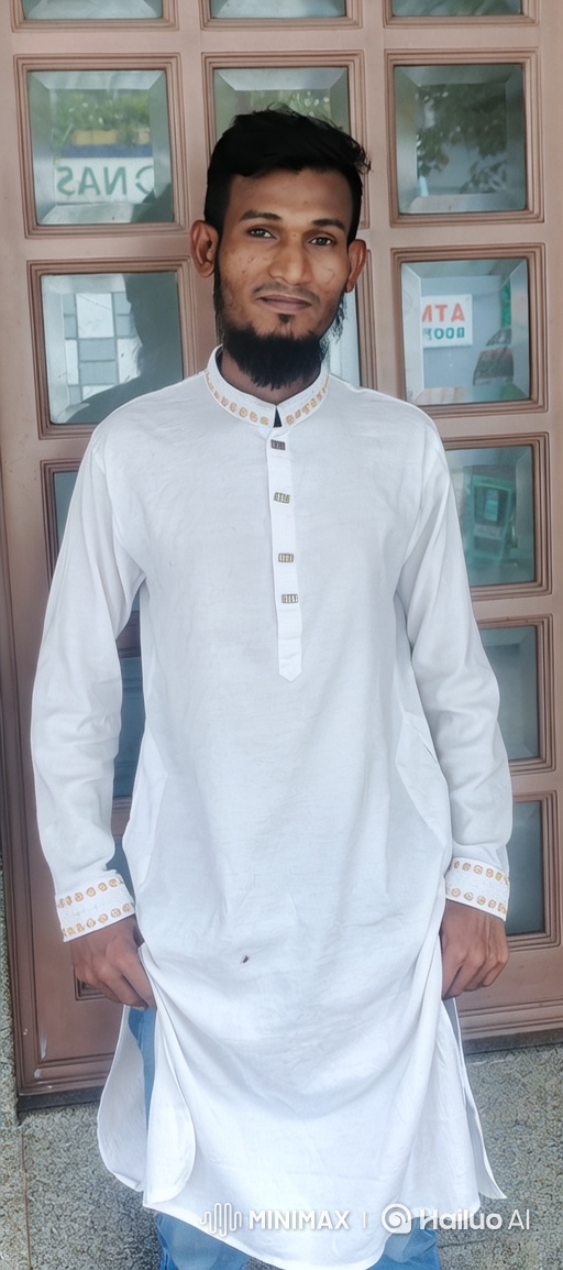 Bearded Man in White Tunic Delights with Joyful Dance