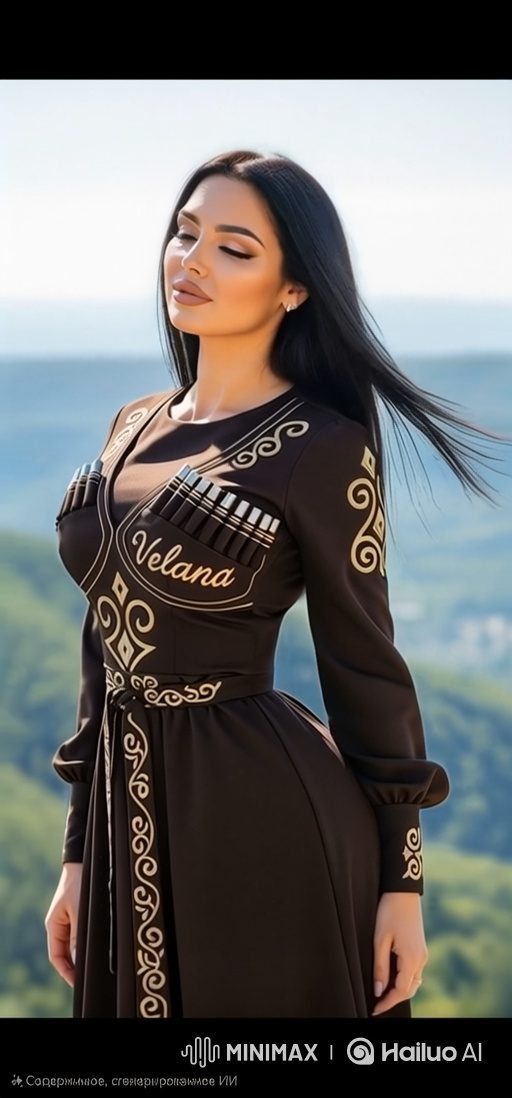 Woman in Elegant Dress Amidst Rolling Hills