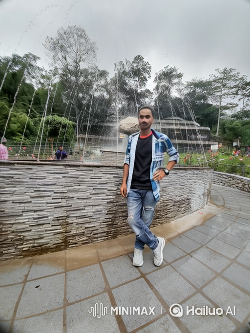 Young Man Dancing Confidently in Front of a Fountain