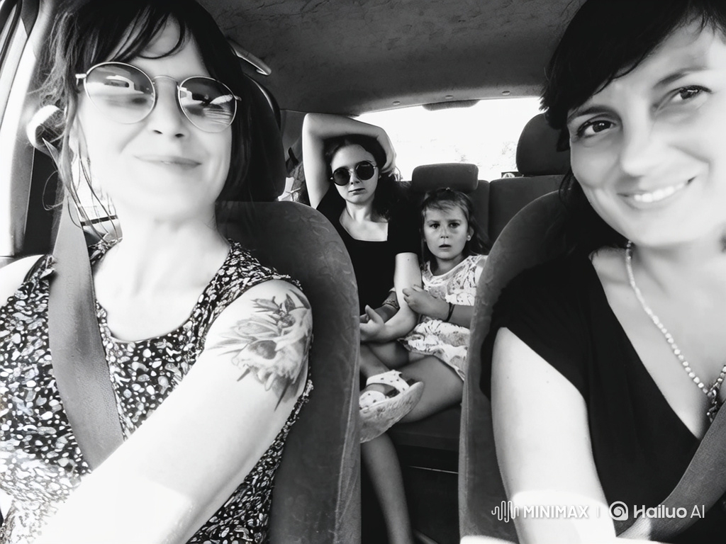 Girls Dance with Animated Snakes in Car