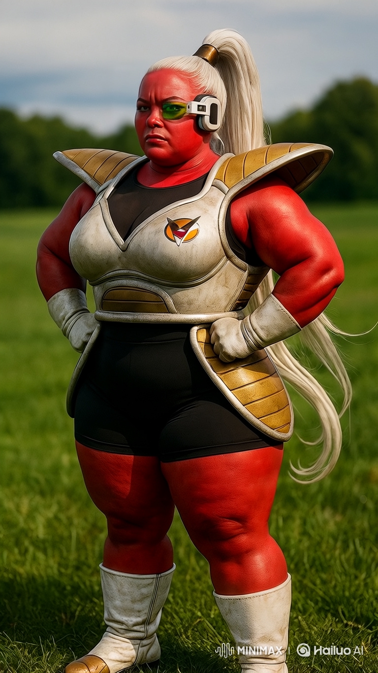 Futuristic Warrior in Ultra-Realistic Meadow Setting