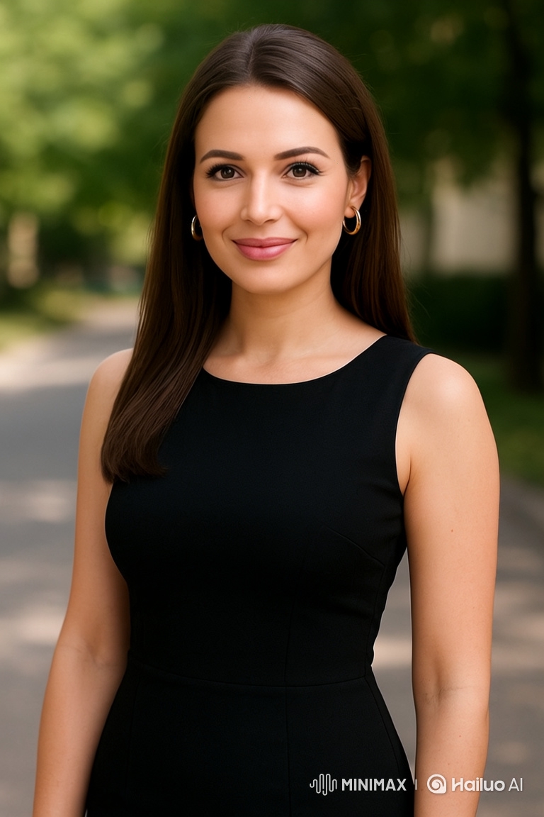 Woman in Black Dress: Serene Path Scene