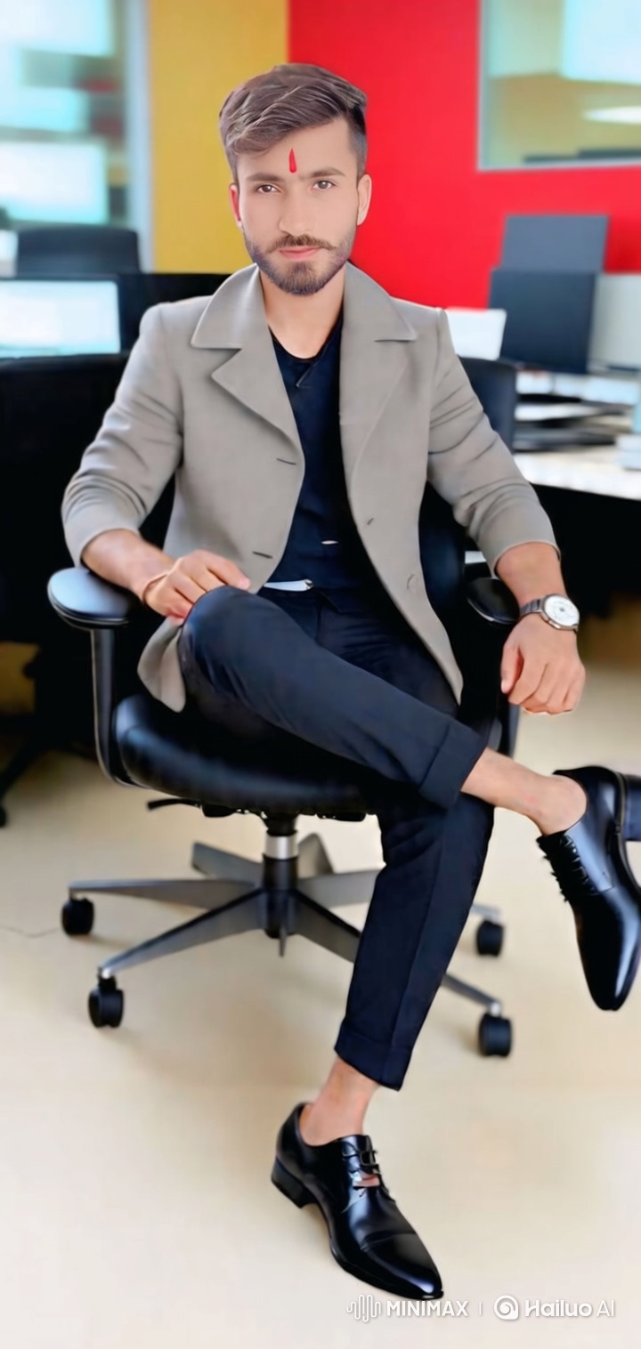 Man's Stylish Dance Routine in Office Setting