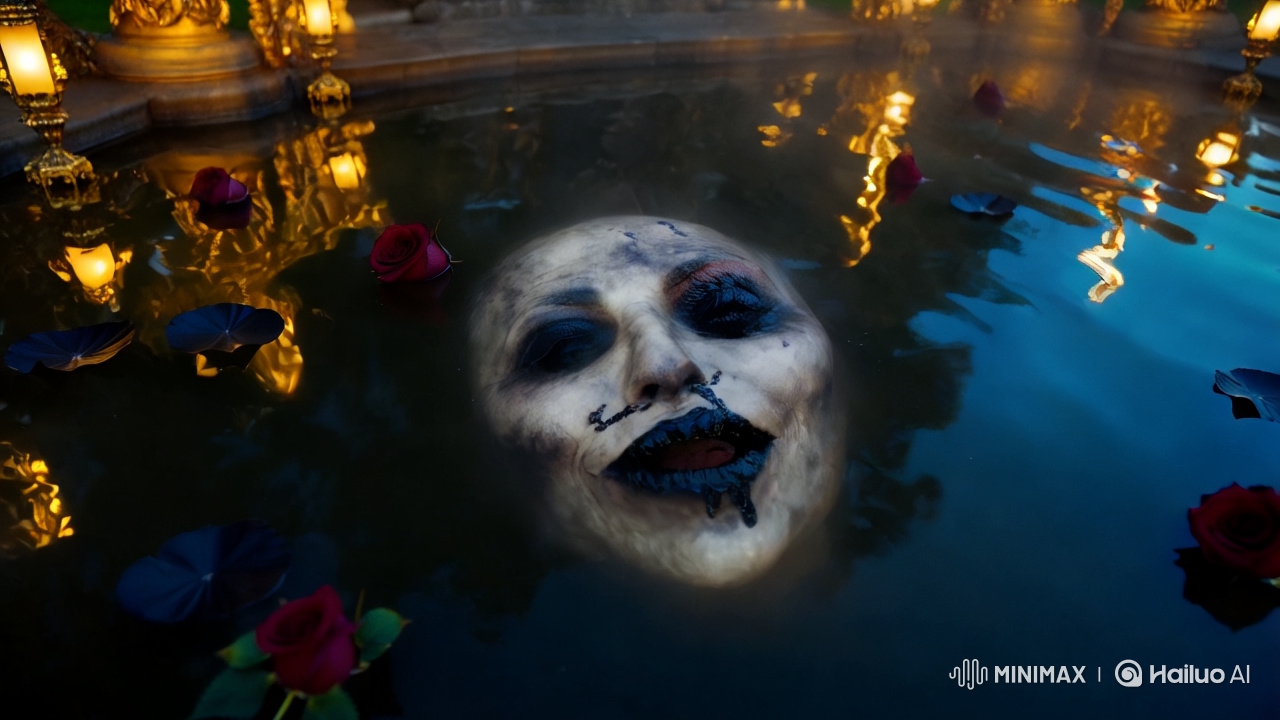 Demonic Reflection in Tranquil Baroque Pond