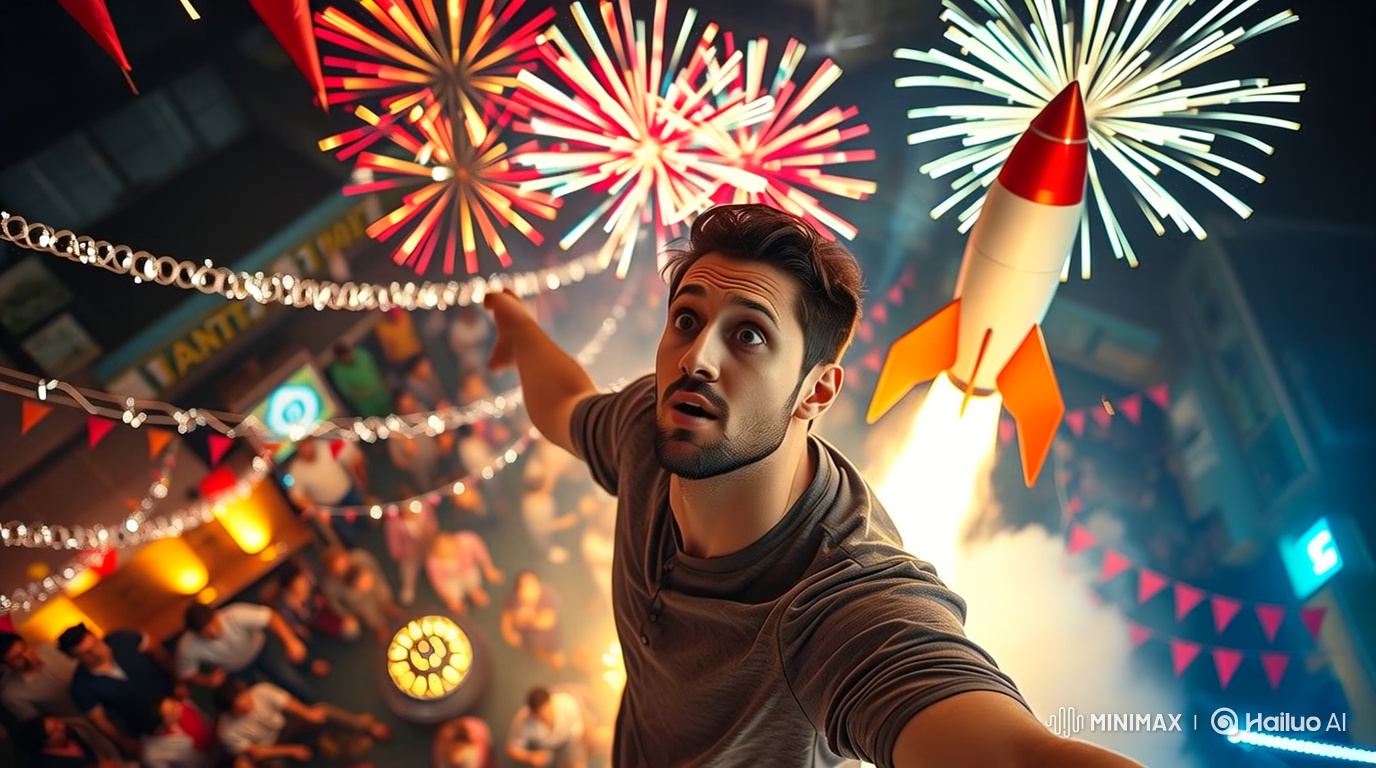 Man Caught in Rocket's Blast, Soars Above Night Festival