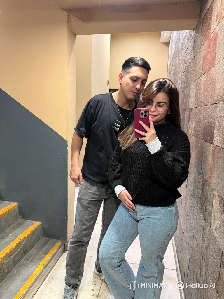 Family Portrait: Couple and Son Smile for Mirror Selfie