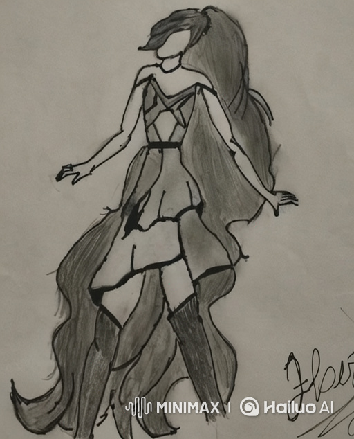 Pencil Sketch-Style Fashion Video with Model Striking Poses