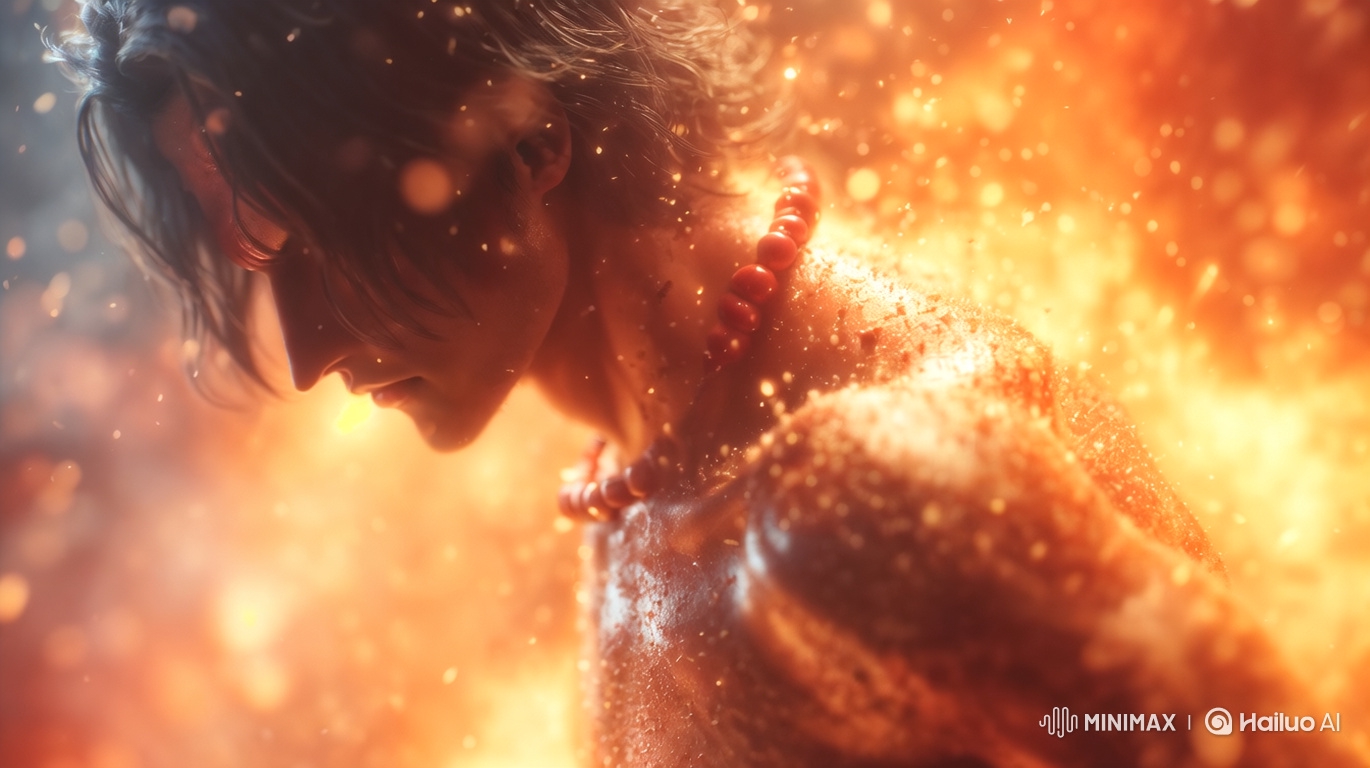Man Resilient in Whirlwind of Flames
