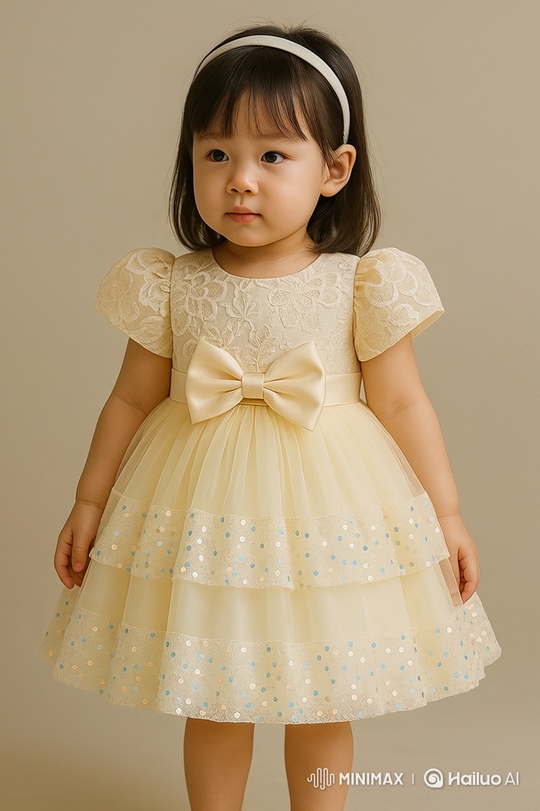 Asian Girl Poses in Elegant Gown in Fashion Studio
