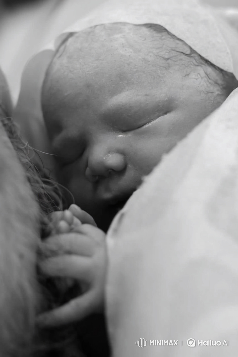 Intimate Newborn Moment: Father and Child Post-Birth