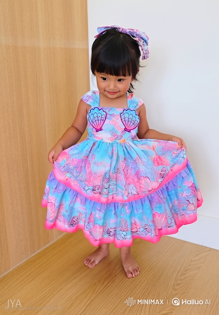 Young Girl Showcases Mermaid-Themed Dress