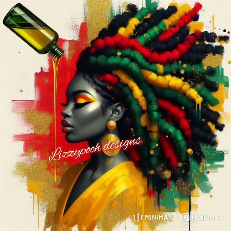 Artistic Portrait of a Woman with Colored Locs and Flowing Oil