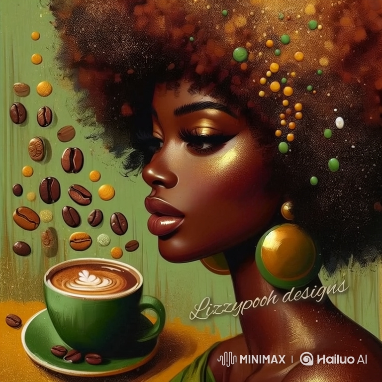 Artistic Portrait: Woman Enjoying Coffee with Glamorous Flair