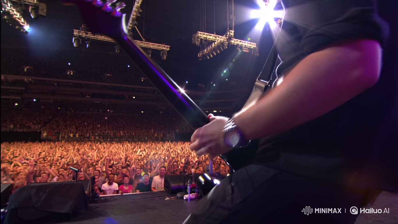Guitarist's Intense Performance on Stage