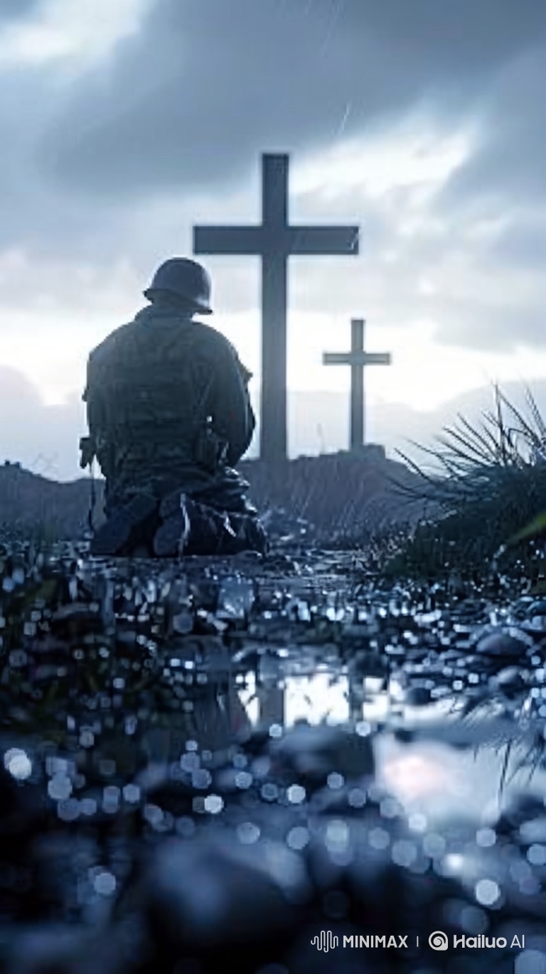 Stormy Battlefield: A Soldier's Solitary Prayer