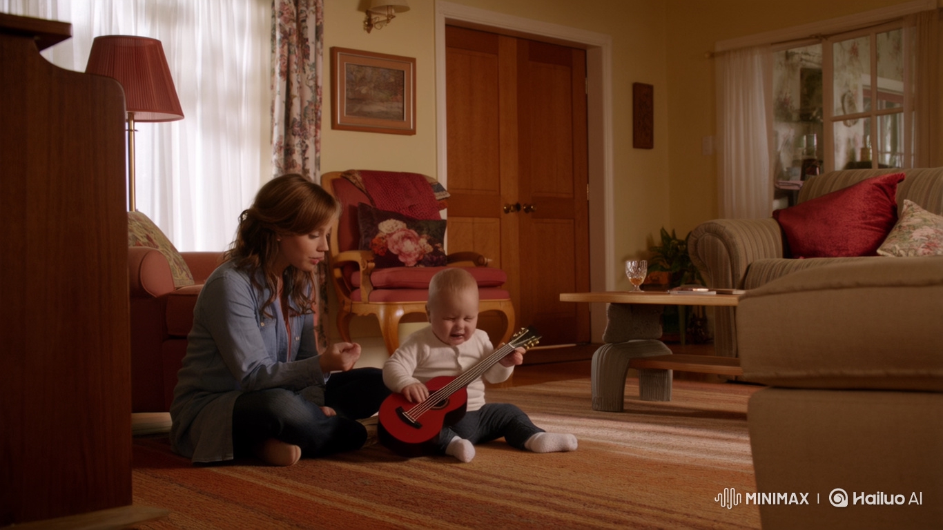 Baby Hits Mother with Toy Guitar, Father Intervenes