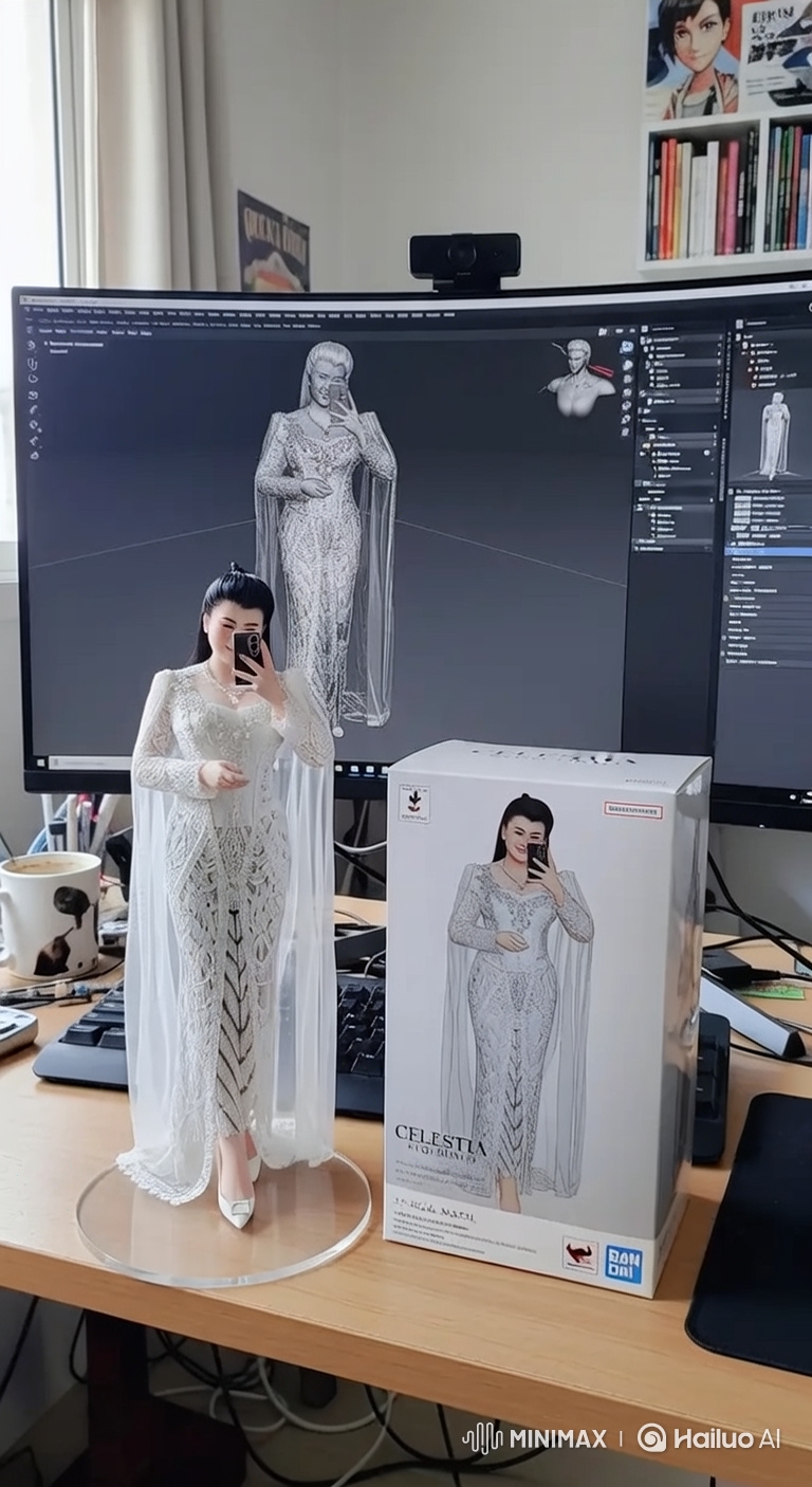 Woman in White Gown Captures Artistic Selfie