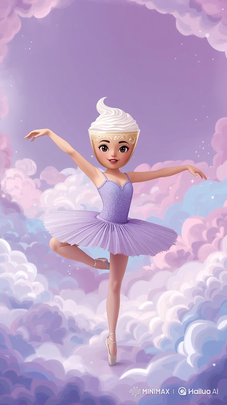 Whimsical Ballerina in a Cappuccino Cloud Ballet