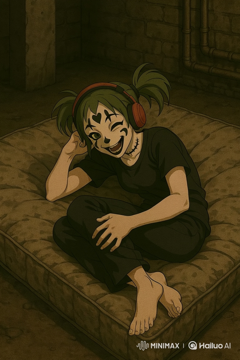 Young Woman with Clown Makeup Laughs Playfully