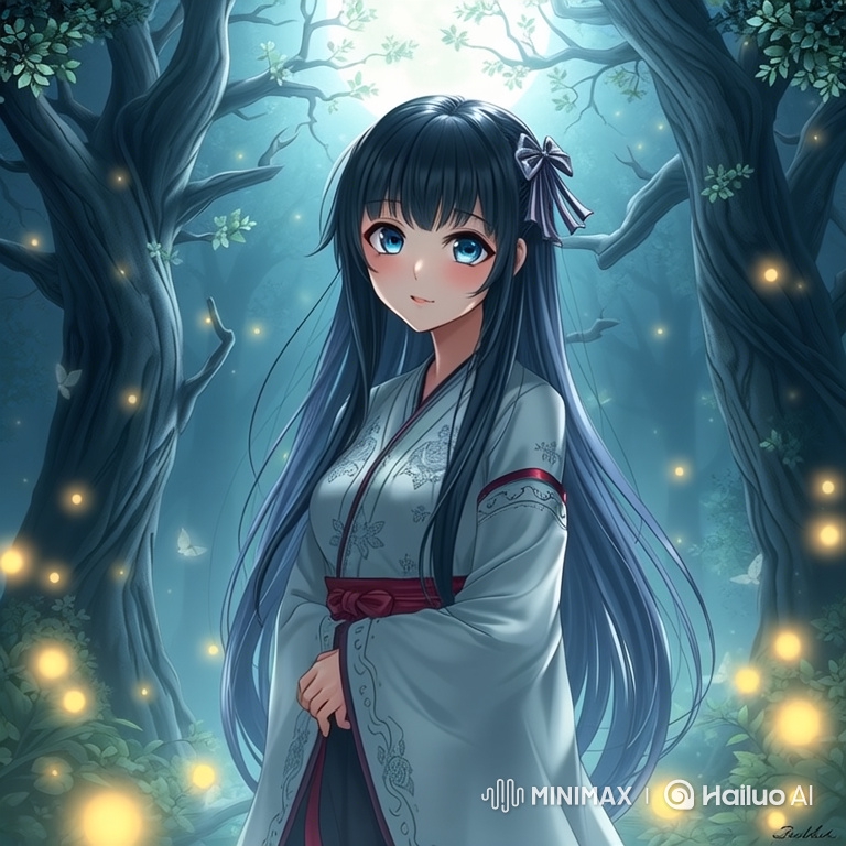 Dancer in Moonlit Forest Showcases Energetic Moves