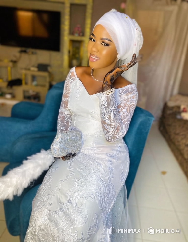 Elegant Woman in Lace Gown with Intricate Henna