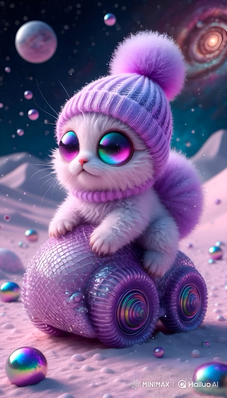 Fluffy Kitten Pilots Flying Saucer on Alien Planet