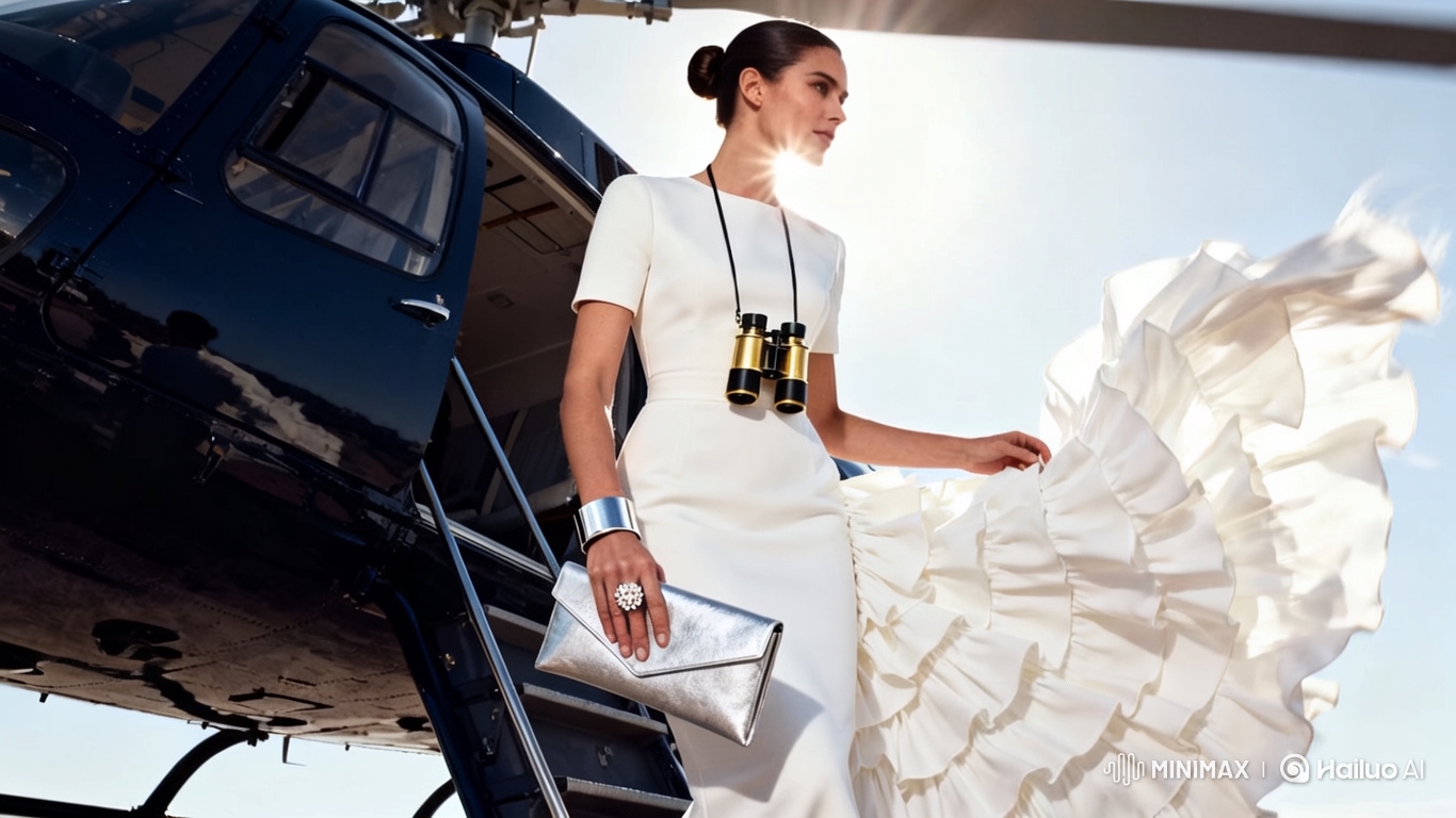 Woman in White Dress Surprised by Camera's Rapid Approach