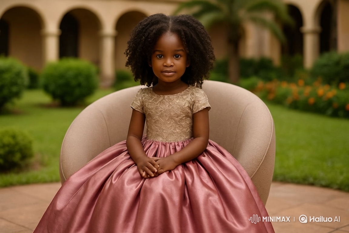 Young Girl in Gown in Serene Garden Video Sequence