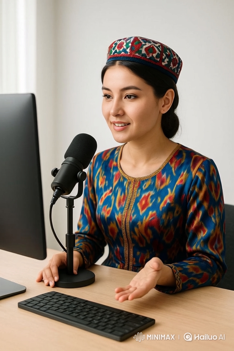 Young Woman in Traditional Dress Engages Viewers