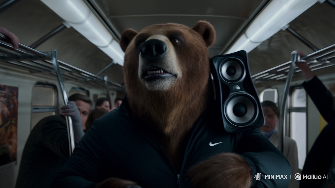 Hyperrealistic Bear Recites Poetry in Russian Subway