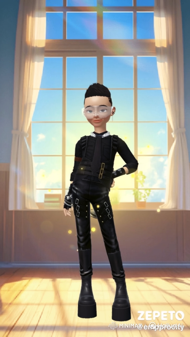 ZEPETO Avatar Struts confidently on the runway, then turns and poses against the wall like a model.