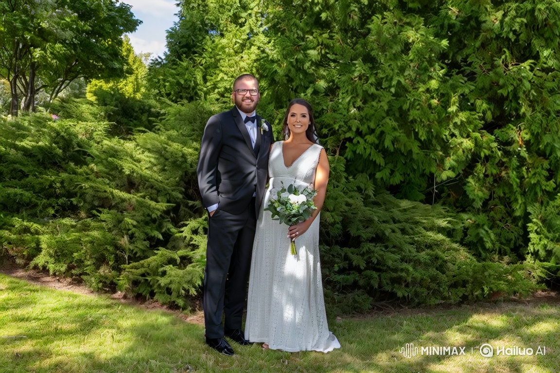 Wedding Day: Bride and Groom's Tender First Kiss